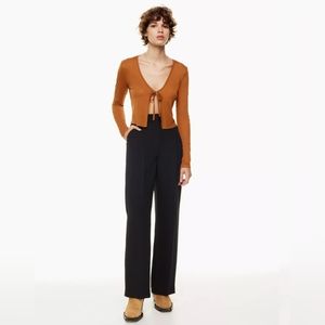 Aritzia Wilfred Effortless Pant: High Waist Wide Leg Trousers, Black Size6 Short